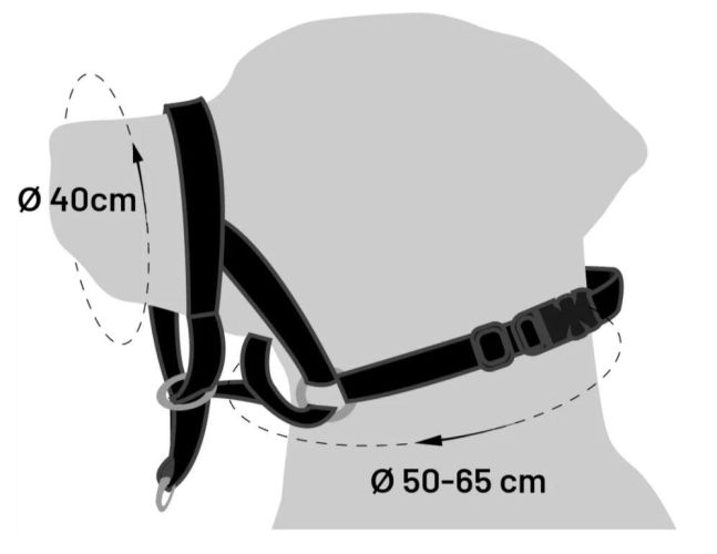 Flamingo Easy Leader szájszíj - fekete  40 cm / 50-65 cm