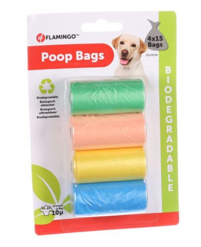 Flamingo bio (lebomló) kutyagumigyűjtő zacskó - mix 4 x  15 db