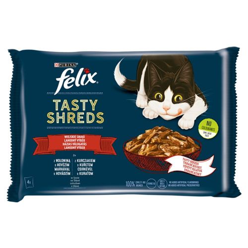 Felix Tasty Shreds házias válogatás szószban 4 x  80 g