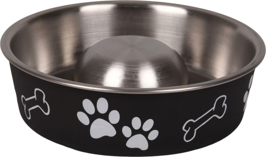 Flamingo Bella Kena evéslassító fémtál kutyáknak - fekete  500 ml