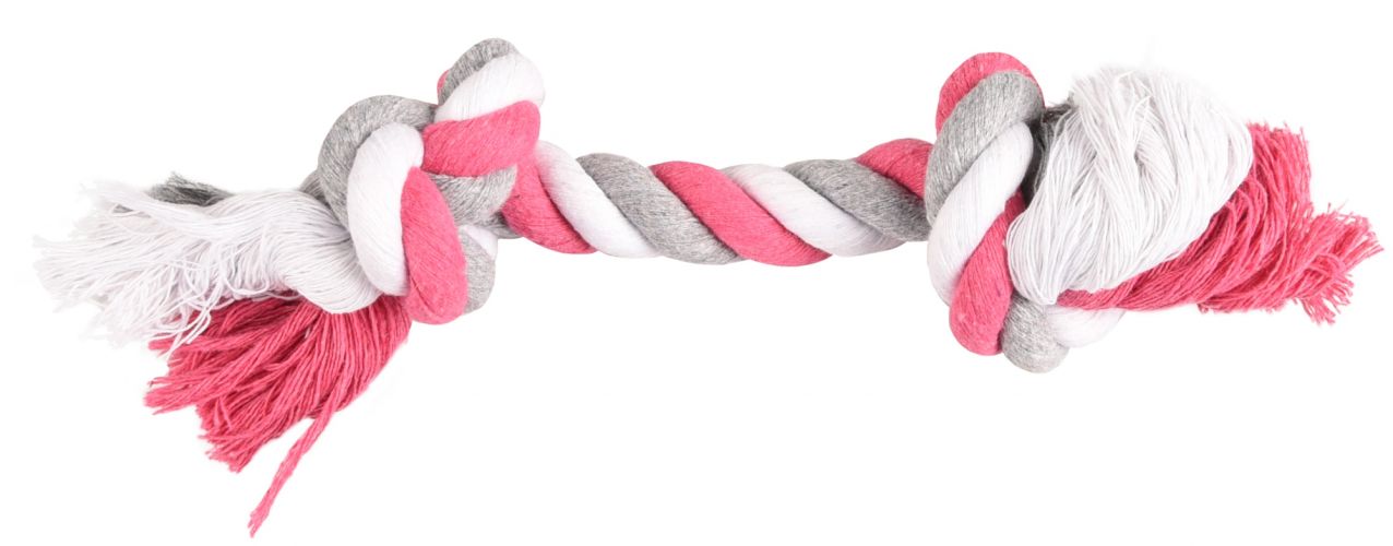 Flamingo Jim Playing Rope - rágókötél 2 csomóval, pink 22 cm   1 db