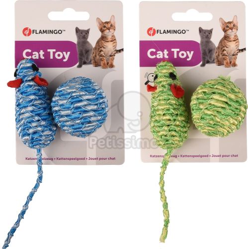 Flamingo kötél labda + egér macskajáték  1 db