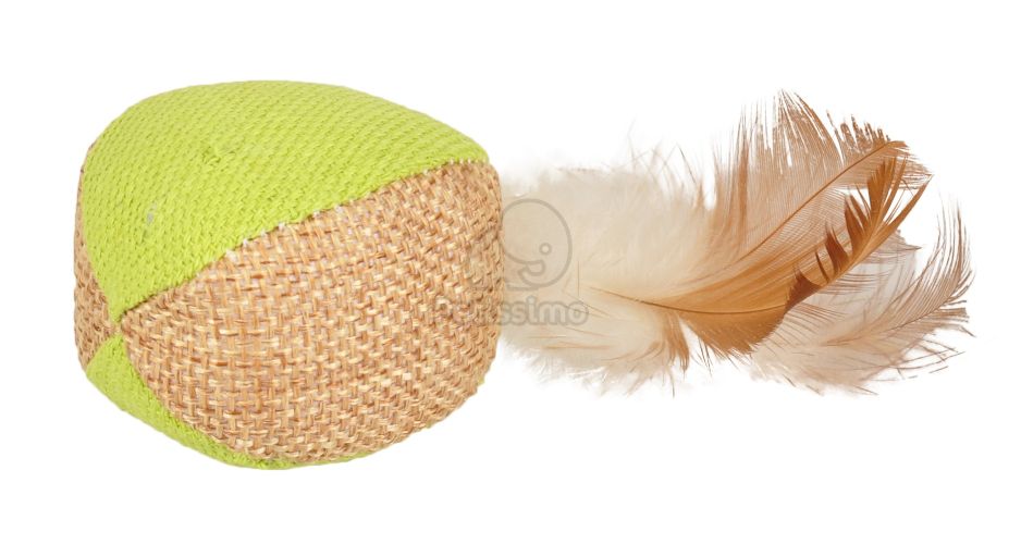 Flamingo játék labda és hal tollakkal macskáknak  10 cm