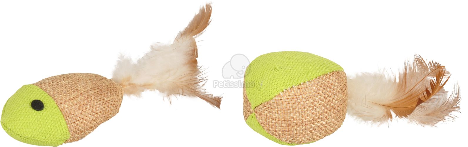 Flamingo játék labda és hal tollakkal macskáknak  10 cm