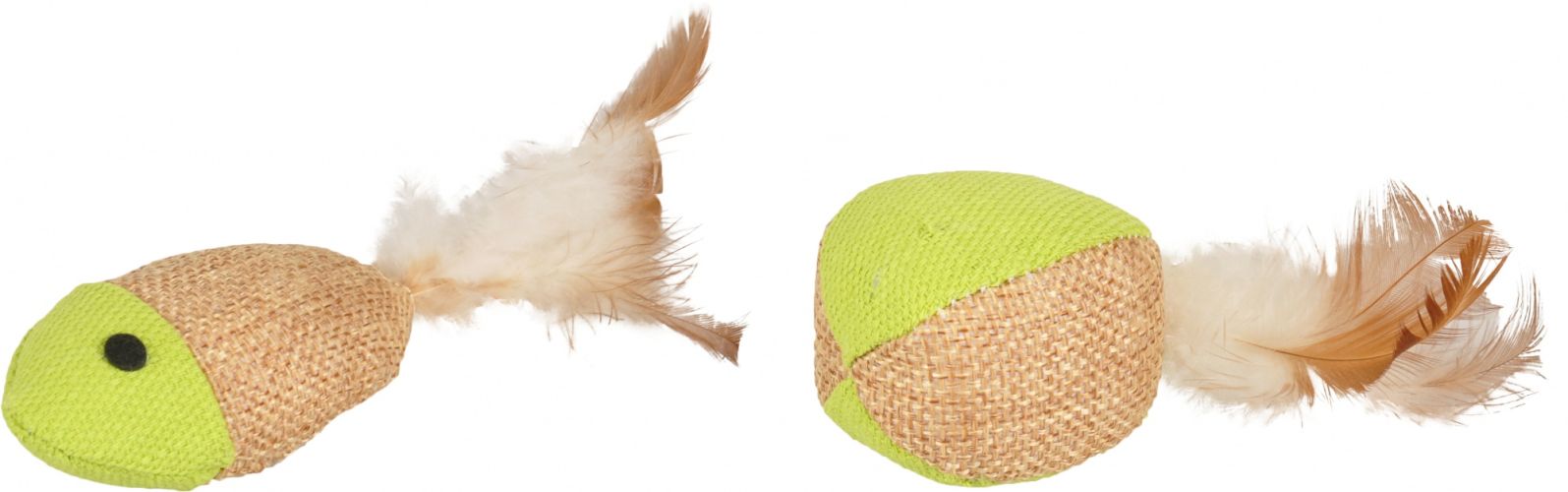 Flamingo játék labda és hal tollakkal macskáknak  10 cm