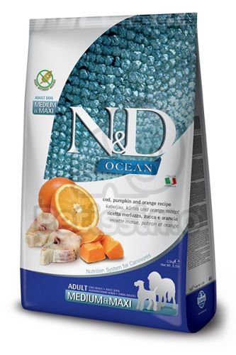 N&D Ocean Dog Adult Medium & Maxi Codfish, Pumpkin & Orange  12 kg