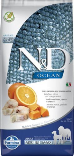N&D Ocean Dog Adult Medium & Maxi Codfish, Pumpkin & Orange  12 kg
