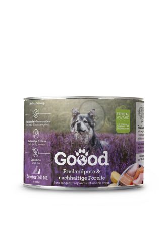 Goood Senior Mini Freilandpute & Nachhaltige Forelle - pulykás és pisztrángos konzerv  200 g