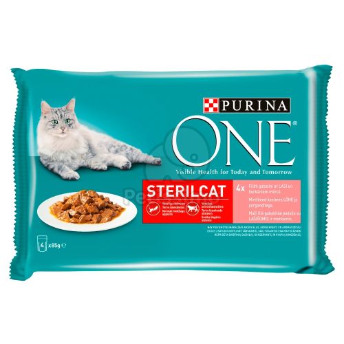 Purina ONE Sterilcat lazaccal és répával nedves macskaeledel 4 x  85 g