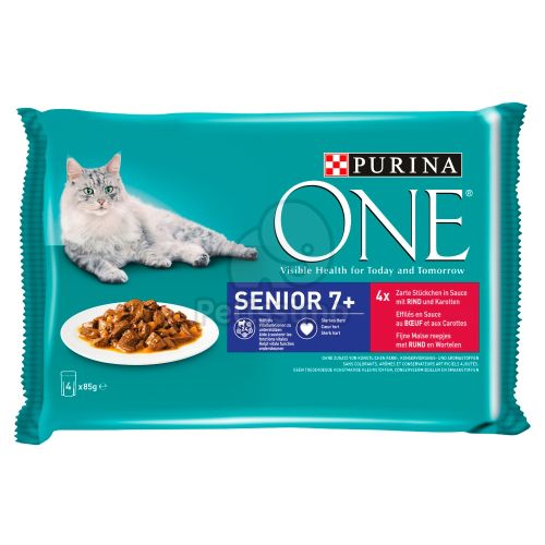 Purina ONE Senior 7+ nedves macskaeledel 4 x  85 g