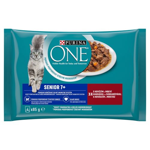 Purina ONE Senior 7+ nedves macskaeledel 4 x  85 g