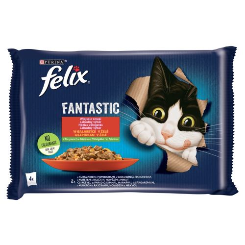 Felix Fantastic Házias Válogatás aszpikban csirkével és paradicsommal, marhával és sárgarépával 4 x  85 g