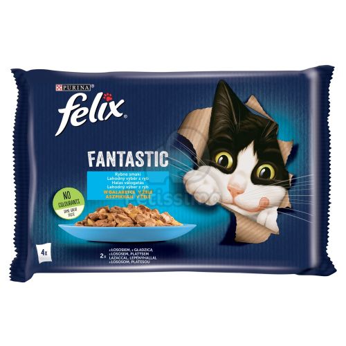 Felix Fantastic Halas Válogatás aszpikban lazaccal, lepényhallal 4 x  85 g