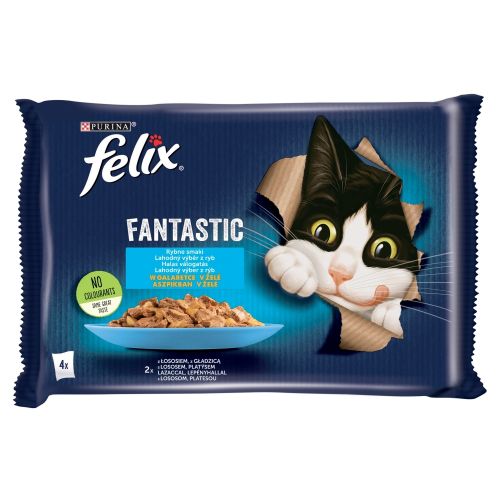Felix Fantastic Halas Válogatás aszpikban lazaccal, lepényhallal 4 x  85 g