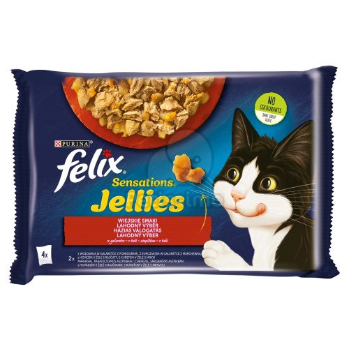 Felix Sensations Jellies Házias Válogatás marhával, csirkével 4 x  85 g