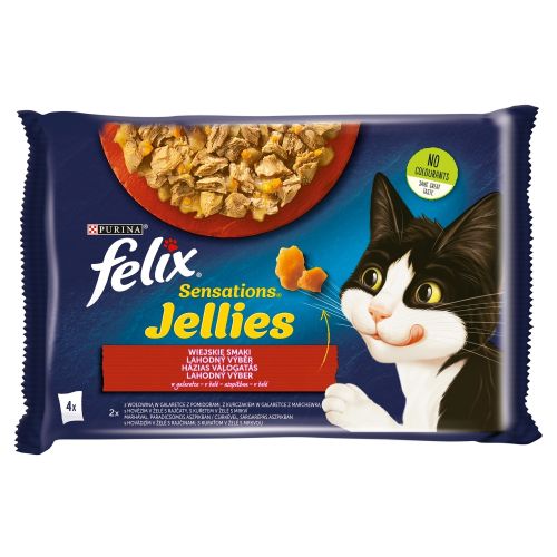 Felix Sensations Jellies Házias Válogatás marhával, csirkével 4 x  85 g