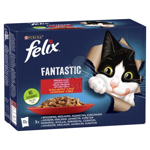 Felix Fantastic Házias Válogatás aszpikban csirkével, marhával, nyúllal, báránnyal 12 x  85 g