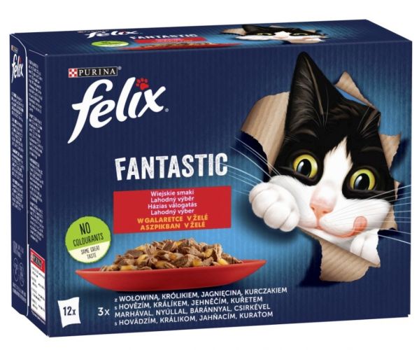 Felix Fantastic Házias Válogatás aszpikban csirkével, marhával, nyúllal, báránnyal 12 x  85 g
