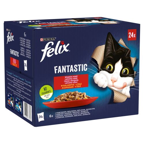 Felix Fantastic Házias Válogatás aszpikban csirkével, marhával, nyúllal, báránnyal 24 x  85 g