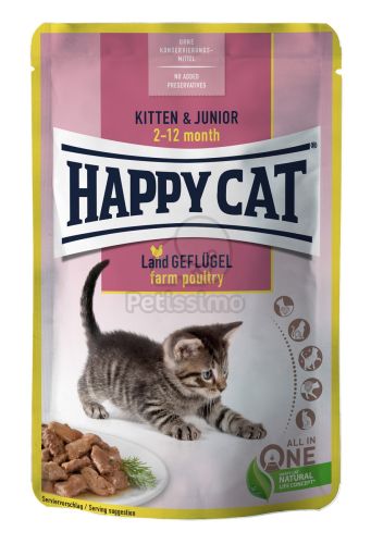 Happy Cat Kitten & Junior Land Geflügel alutasakos eledel - Baromfi  85 g