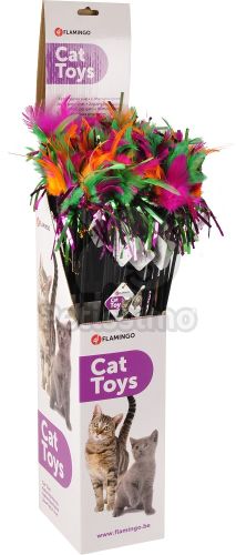 Flamingo színes tollas pálca macskajáték  59 cm