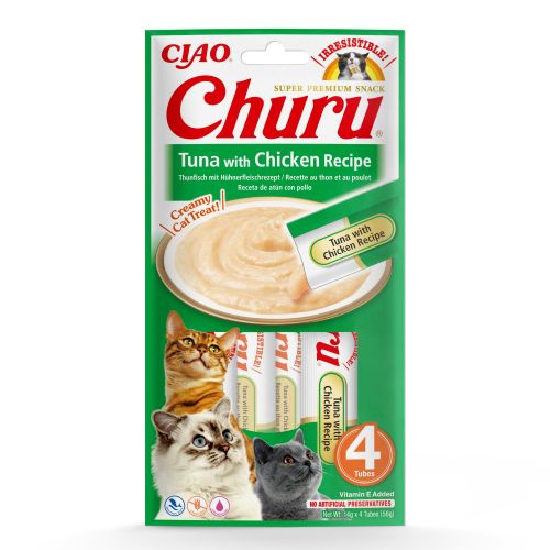 Inaba Cat Churu Püré - tonhal csirkével 4 x  14 g
