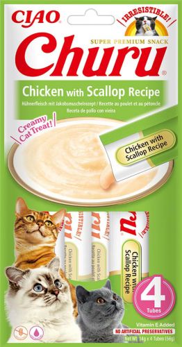 Inaba Cat Churu Püré - csirke fésűkagylóval 4 x  14 g