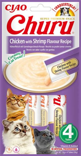 Inaba Cat Churu Püré - csirke garnélával 4 x  14 g
