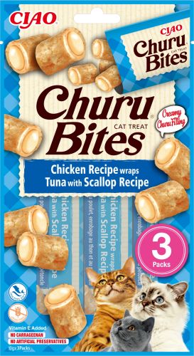 Inaba Cat Churu Bites - tonhal fésűkagylóval 3 x  10 g