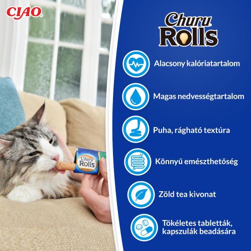 Inaba Cat Churu Rolls - tonhal fésűkagylóval 4 x  10 g
