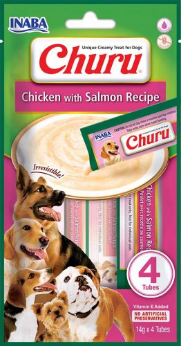 Inaba Dog Churu Püré - csirke-lazac 4 x  14 g