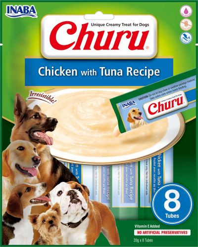 Inaba Dog Churu Püré - csirke tonhallal 8 x  20 g