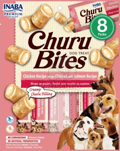 Inaba Dog Churu Bites - csirke lazaccal 8 x  12 g