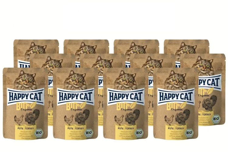 Happy Cat Bio Organic alutasakos eledel - Baromfi és pulyka 12 x  85 g