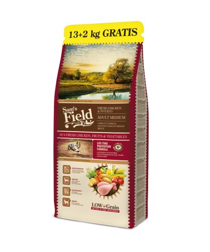 Sam's Field Low Grain Adult Medium Fresh Chicken & Potato  13+2 kg