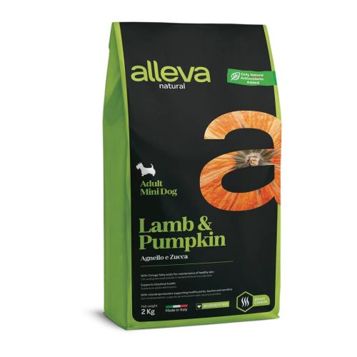 Alleva Natural Adult Mini Dog - bárány és sütőtök  2 kg