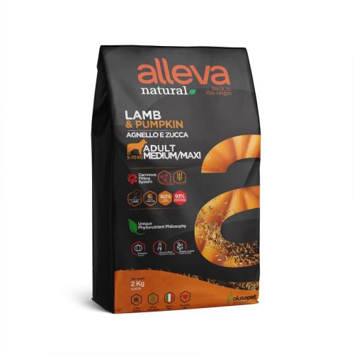 Alleva Natural Adult Medium/Maxi Dog - bárány és sütőtök  2 kg