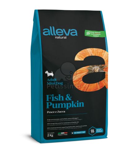 Alleva Natural Adult Mini Dog - hal és sütőtök  12 kg