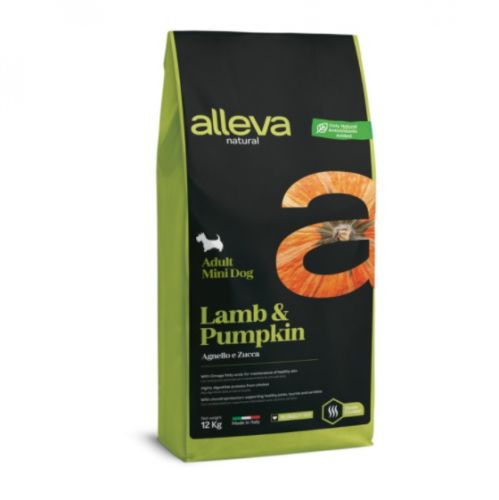 Alleva Natural Adult Mini Dog - bárány és sütőtök  12 kg