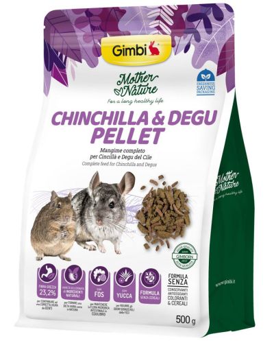 Gimbi Mother Nature Chinchilla & Degu Pellet - állateledel csincsillák és deguk számára  500 g