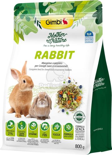 Gimbi Mother Nature Rabbit - állateledel nyulak számára  800 g