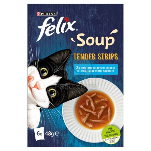 Felix Soup Tender Stripes Halas Válogatás 6 x  48 g