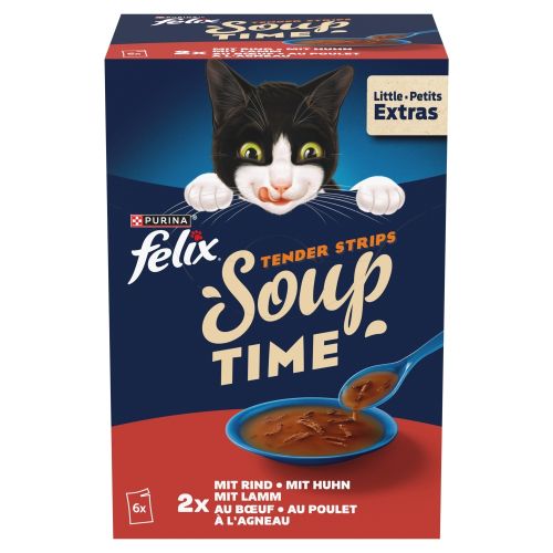 Felix Soup Time Tender Strips házias válogatás marhával, csirkével, báránnyal 6 x  48 g