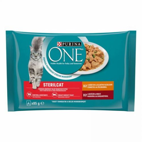 Purina ONE Sterilcat csirkével és marhával macskaeledel 4 x  85 g