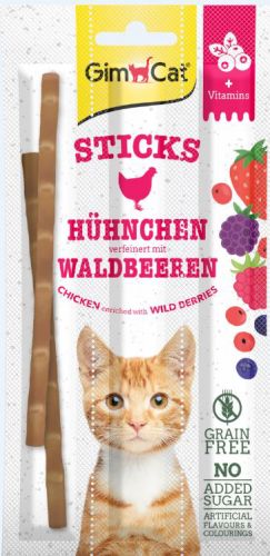 GimCat Sticks csirke és erdeigyümölcs 3 x  5 g