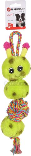 Flamingo játék hernyó kötélen - zöld  40 cm