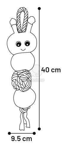 Flamingo játék hernyó kötélen - zöld  40 cm