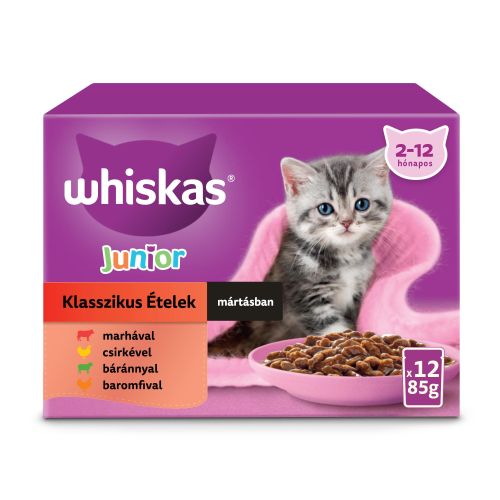 Whiskas alutasak 12 pack eledel kölyök macskák részére krémes ízesítéssel 12x85 g 12 x  85 g