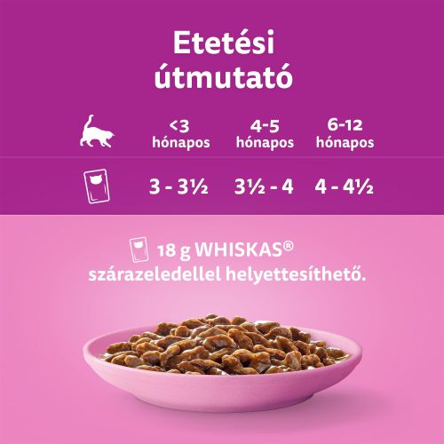 Whiskas alutasak 12 pack eledel kölyök macskák részére krémes ízesítéssel 12x85 g 12 x  85 g