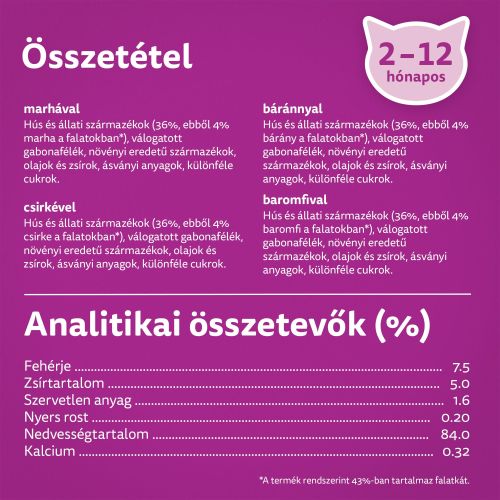Whiskas alutasak 12 pack eledel kölyök macskák részére krémes ízesítéssel 12x85 g 12 x  85 g